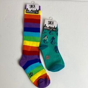 Sock It To Me Kids 2 Pair Bundle Age 3-6 Size 8-13 whimsy rainbow pride mermaid